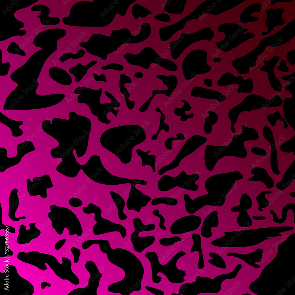 Spotty pink blots on a dark military gradient.