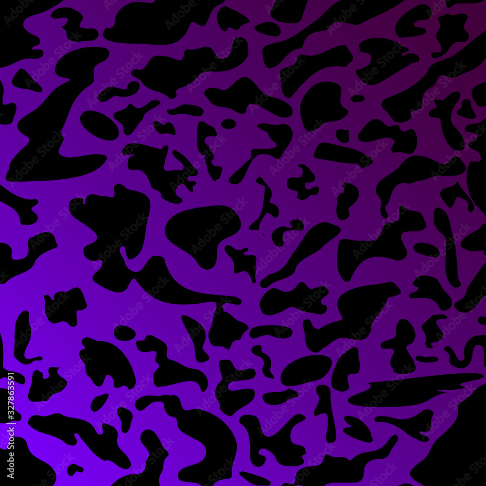 Spotty violet blots on a dark military gradient.