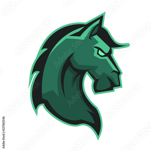 Naklejka Horse head athletic club vector logo concept isolated on white background. Modern sport team mascot badge design. E-sports team logo template with horse vector illustration