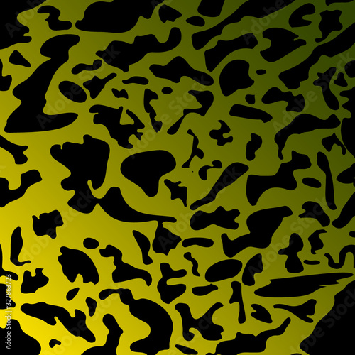 Spotty yellow blots on a dark military gradient.