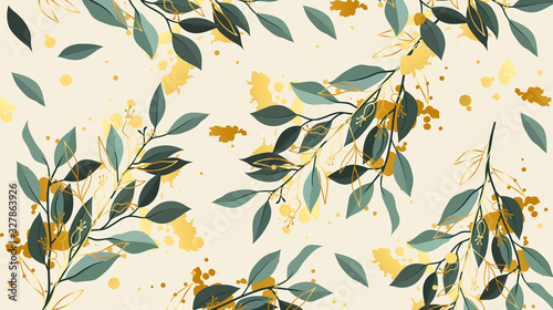 seamless floral background with autumn leaves