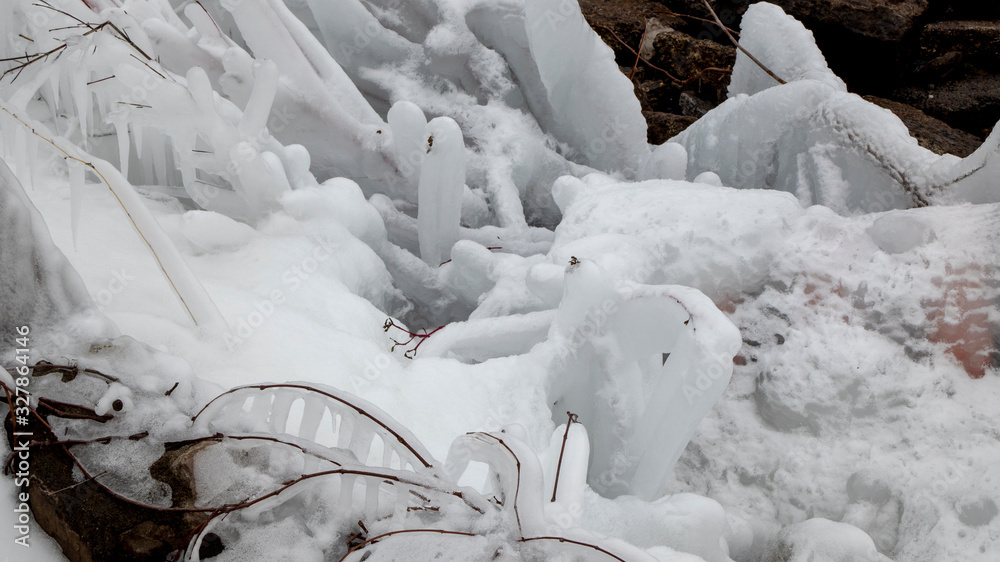 Natures winter ice art in Toronto, Ontario, Canada