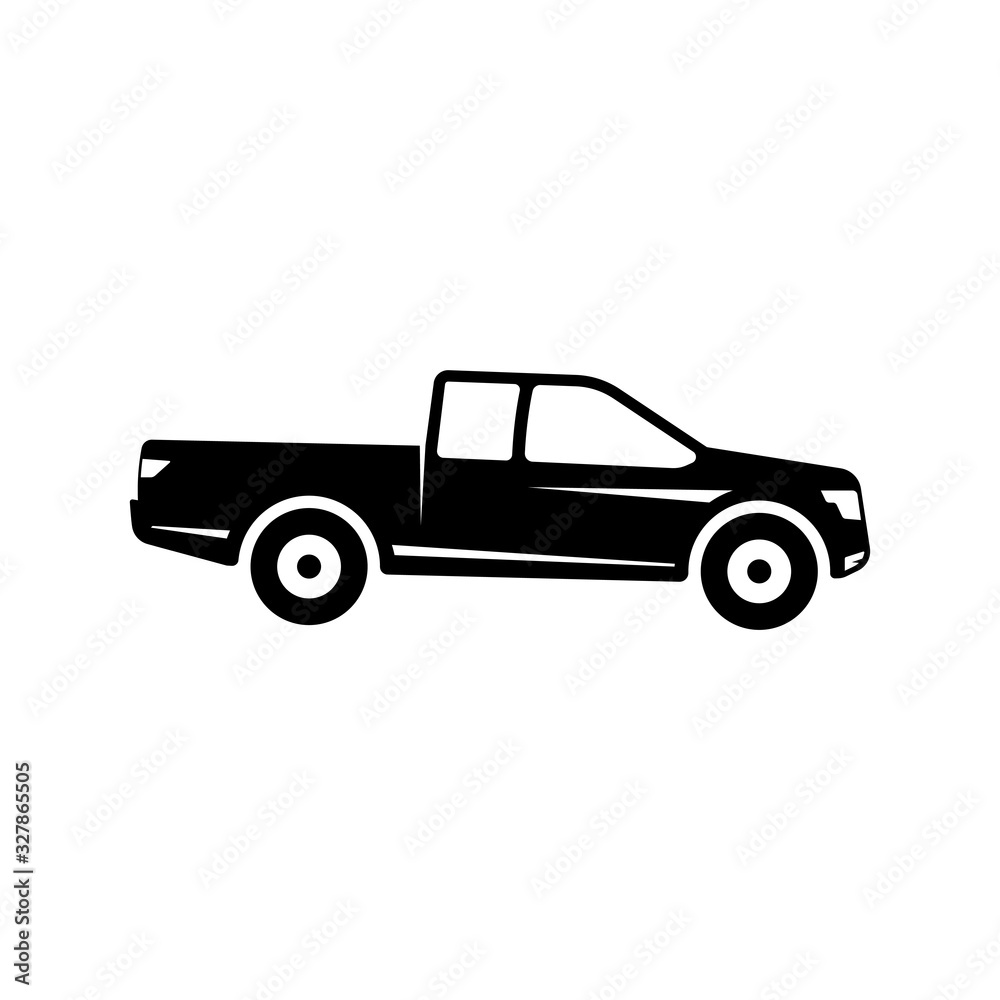 Pickup truck vector illustration. silhouette of pickup isolated on white background. pickup car icon sign symbol