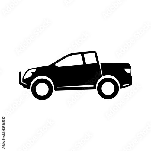 Pickup truck vector illustration. silhouette of pickup isolated on white background. pickup car icon sign symbol