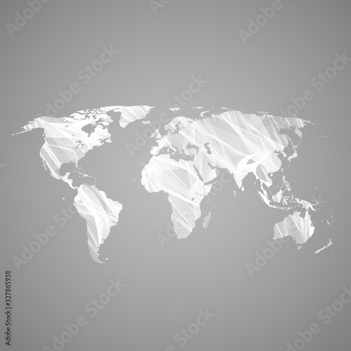 World map with elegant line structure, vector illustration