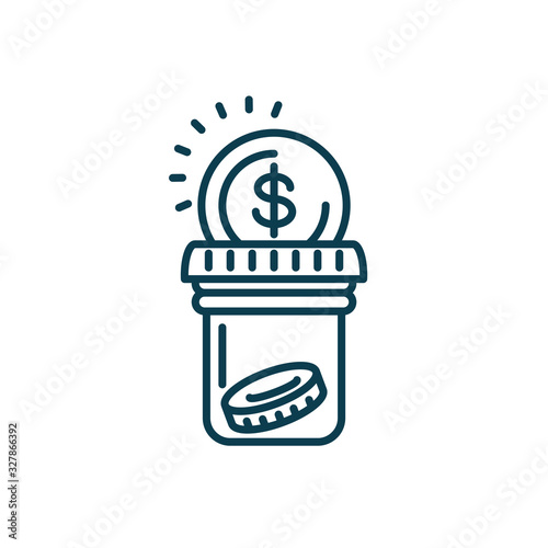 bottle with money coin icon, line style