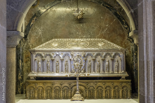 shrine of  apostle Saint James in cathedral of Santiago de Compostela in Spain