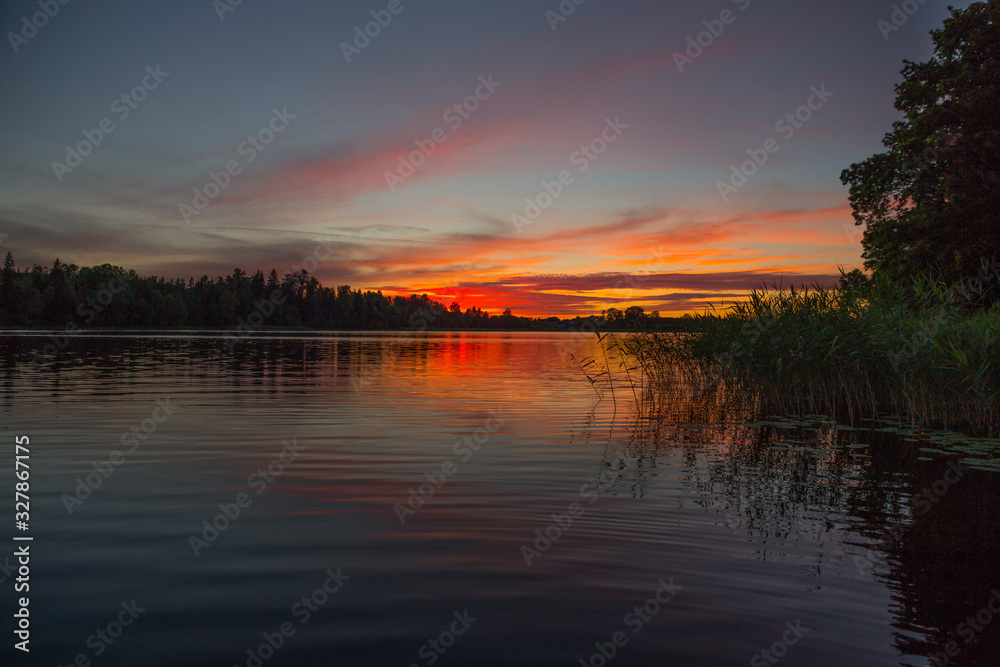 sunset over the lake