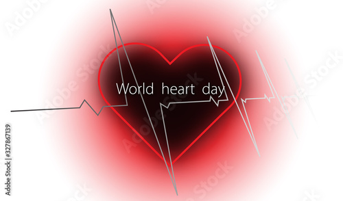World heart day with heart and pulse on white background ,vector or illustration with health love concept