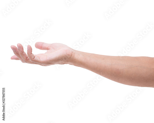 Asian man hand open on white background