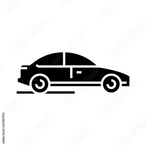 Passenger car black icon, concept illustration, vector flat symbol, glyph sign.