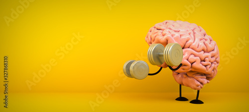 Fotografia, Obraz brain training on yellow background