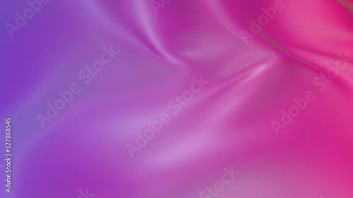 3D render beautiful folds of light silk with red blue gradient in full screen. Beautiful clean fabric background. Simple soft background with smooth folds like waves on a liquid surface.