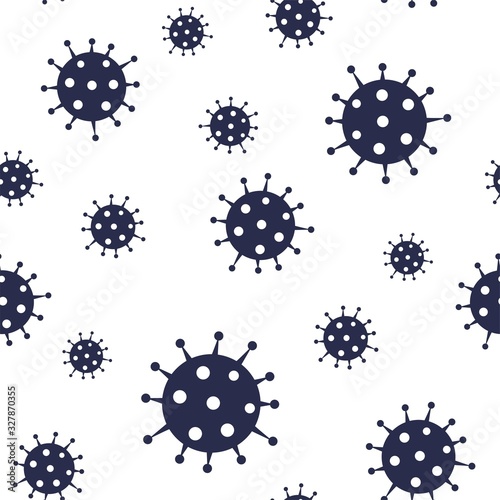 MERS-Cov (Middle East Respiratory Coronavirus Syndrome), 2019-nCoV. Seamless pattern with simple black virus sign