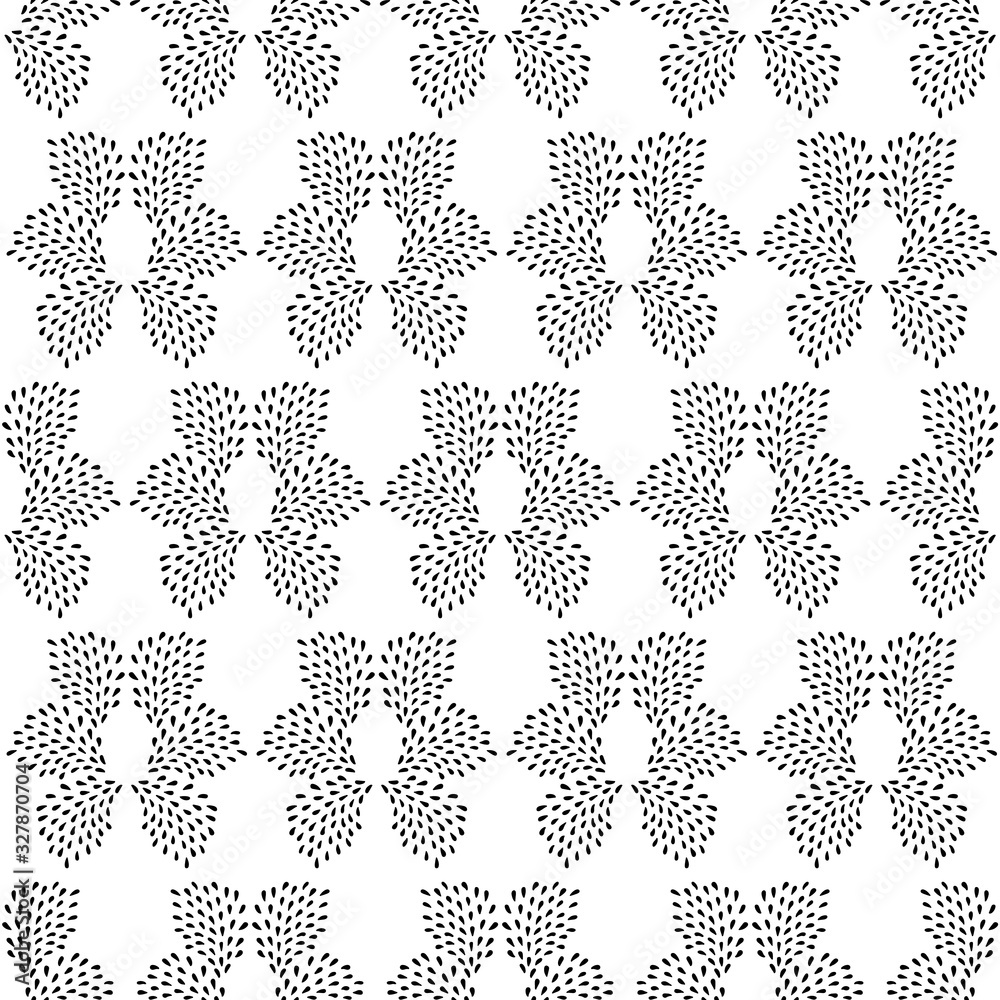Doodle seamless abstract hand drawn drop pattern in floral shape with hand painted irregular black drops in wavy order. Graphic, modern design, scrapbooking, stationary, fashion , packaging.