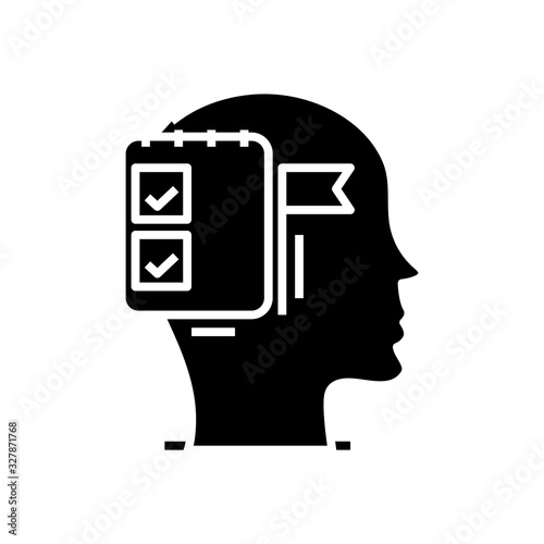Memory abilities black icon, concept illustration, vector flat symbol, glyph sign.