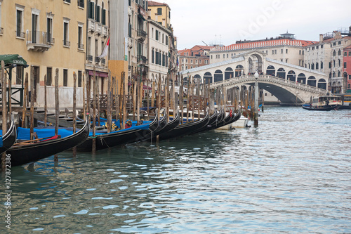 Moored Gondolas Rialto Venice