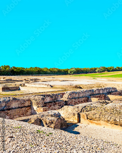 Roman ruins of Italica in Andalusia in a sunny day in the south of Spain