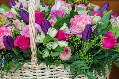 Wallpaper Mural Basket with colorful flowers. Women's Day, Mother's Day. Torontodigital.ca