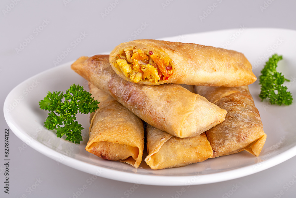 pancakes stuffed with meat and vegetables