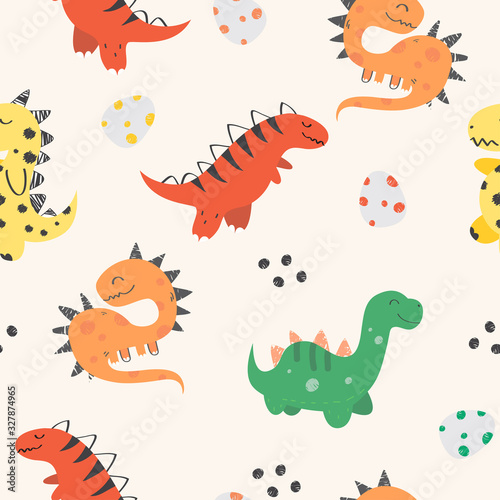 Kids pattern with dinosaurs concept in the white backdrop