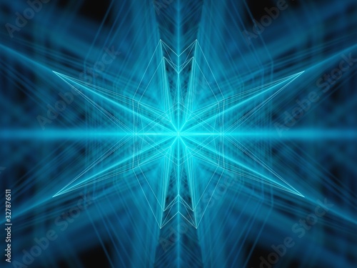 Bright blue star, 3d-rendering. Abstract Background.Stock illustration.