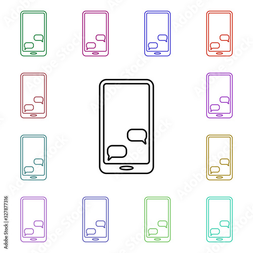 Chat in smart phone multi color style icon. Simple thin line, outline vector of sosial media network icons for ui and ux, website or mobile application