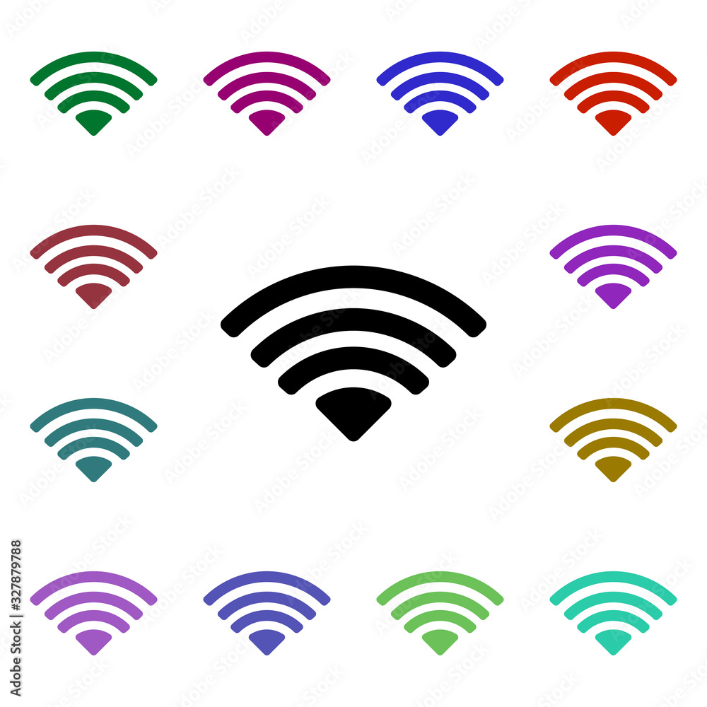 Wi fi signal multi color style icon. Simple glyph, flat vector of web icons for ui and ux, website or mobile application Wi fi signal multi color style icon. Simple glyph, flat vector of web icons for ui and ux, website or mobile application