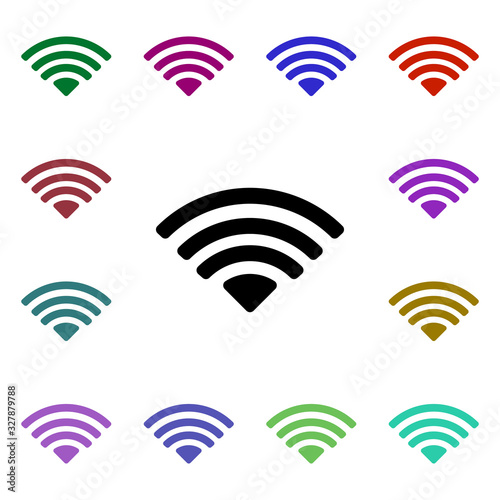 Wi fi signal multi color style icon. Simple glyph  flat vector of web icons for ui and ux  website or mobile application
