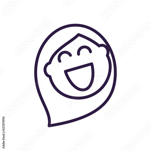 cartoon woman laughing, line style icon