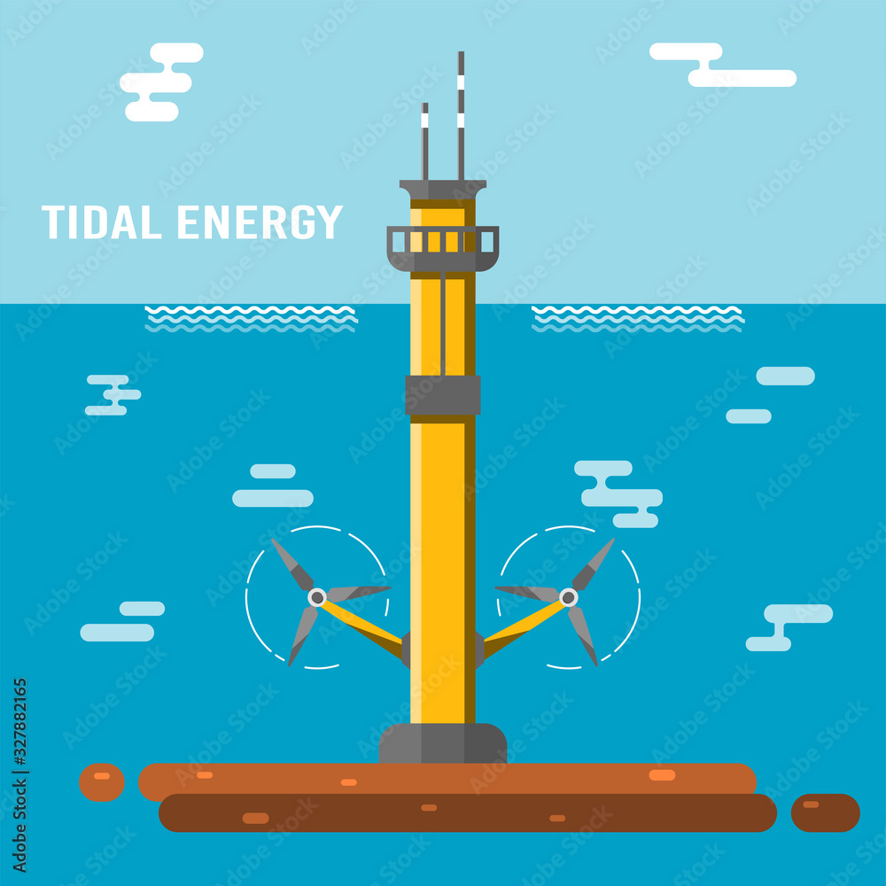 ПечатьTidal Power Plant. Eco Friendly Underwater Renewable Energy ...