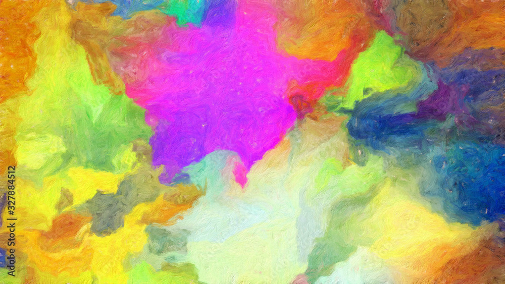 Vibrant colors abstract art background for creative design of printable product, fabric and textile decor, trendy beautiful advertising and web production. Contemporary oil paint brush strokes texture