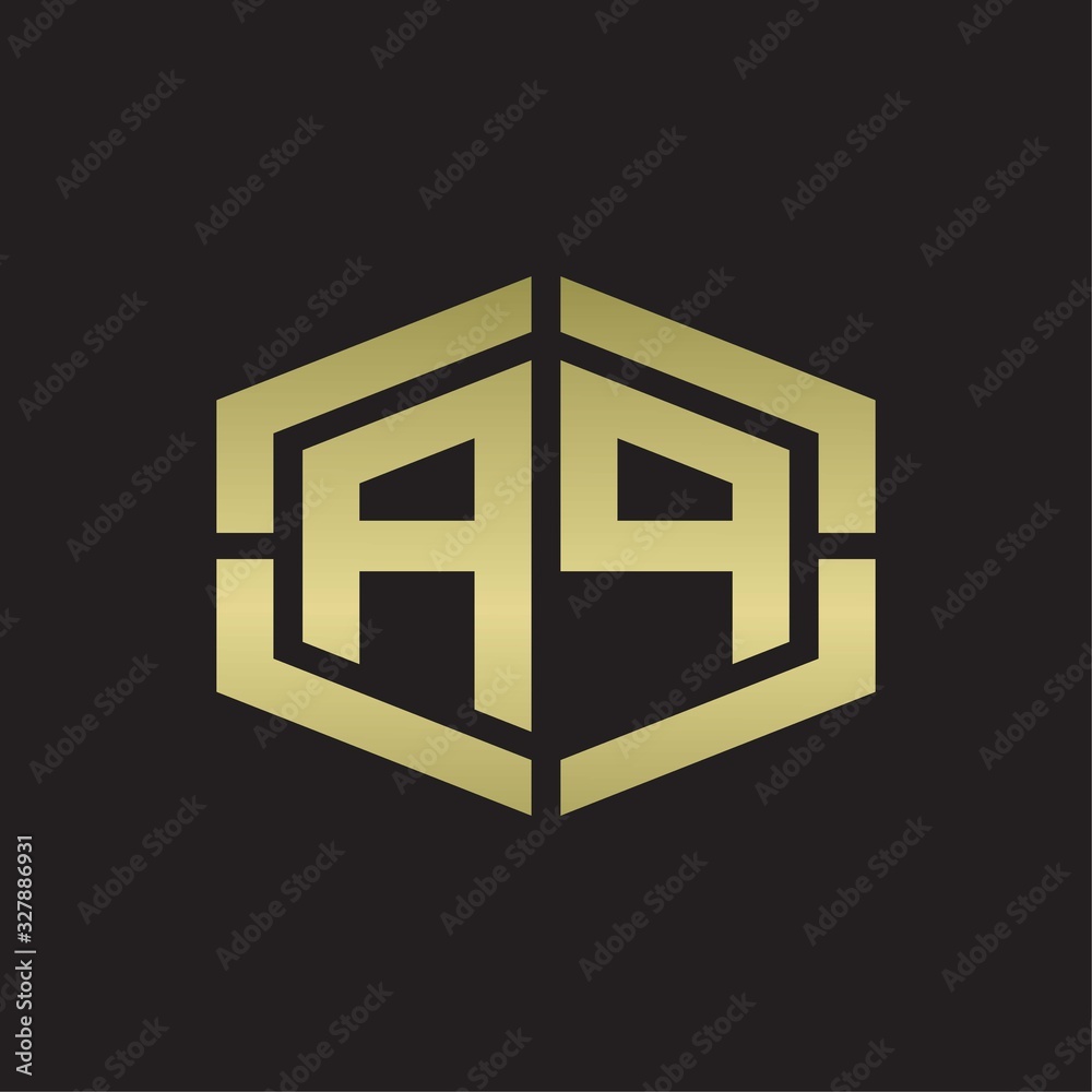 AP Logo monogram with hexagon shape and piece line rounded design tamplate on gold colors AP Logo monogram with hexagon shape and piece line rounded design tamplate on gold colors