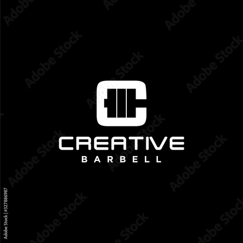 Creative logo design of letter C and dumbbell with clean background - EPS10 - Vector.