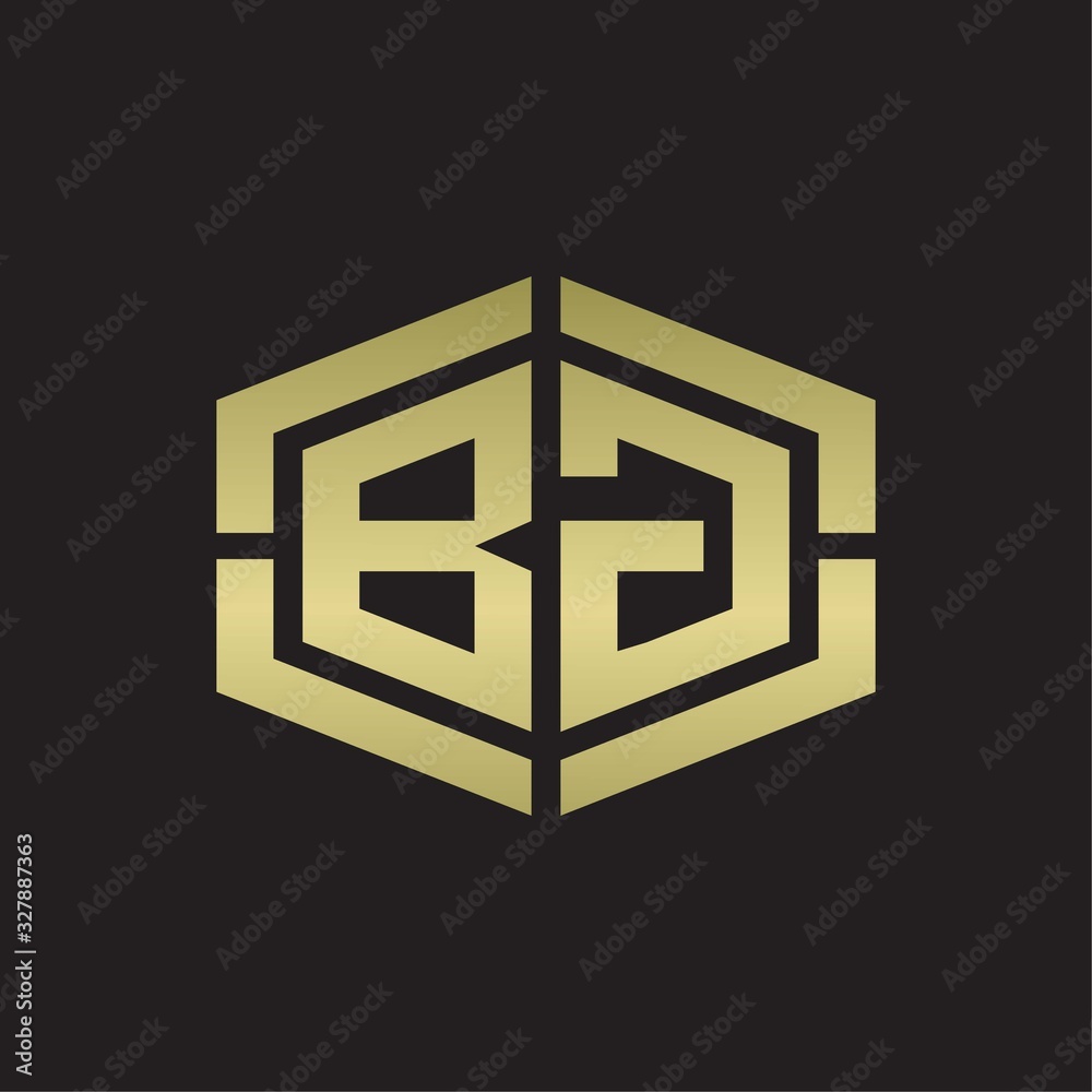 BG Logo monogram with hexagon shape and piece line rounded design tamplate on gold colors BG Logo monogram with hexagon shape and piece line rounded design tamplate on gold colors