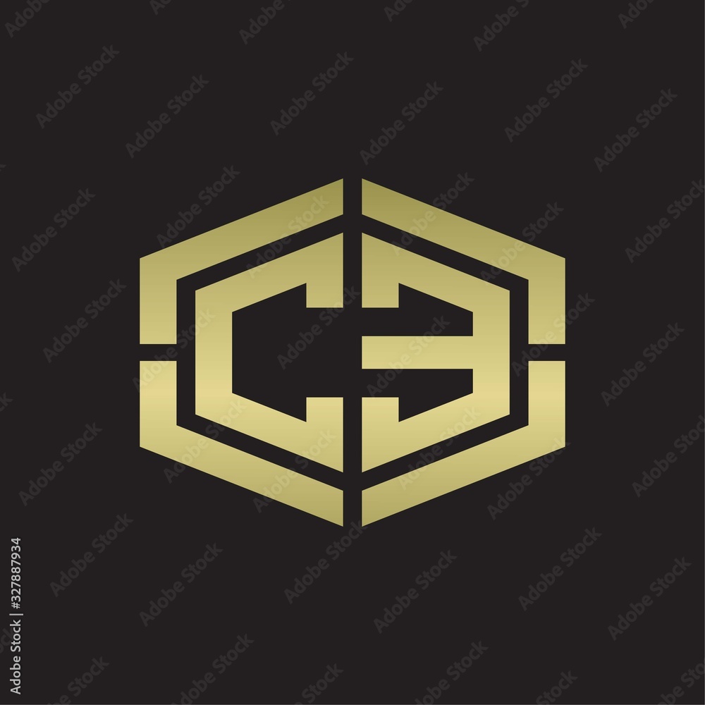 Obraz premium CE Logo monogram with hexagon shape and piece line rounded design tamplate on gold colors