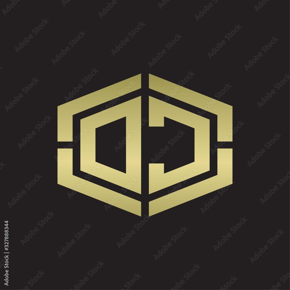 DC Logo monogram with hexagon shape and piece line rounded design tamplate on gold colors DC Logo monogram with hexagon shape and piece line rounded design tamplate on gold colors
