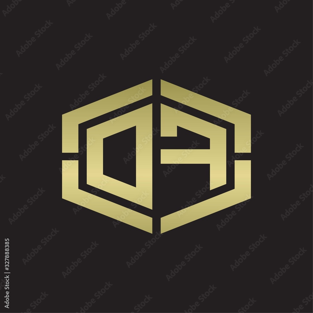 DF Logo monogram with hexagon shape and piece line rounded design tamplate on gold colors DF Logo monogram with hexagon shape and piece line rounded design tamplate on gold colors