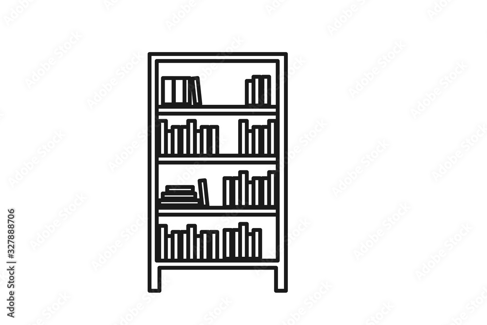 Bookshelf icon vector