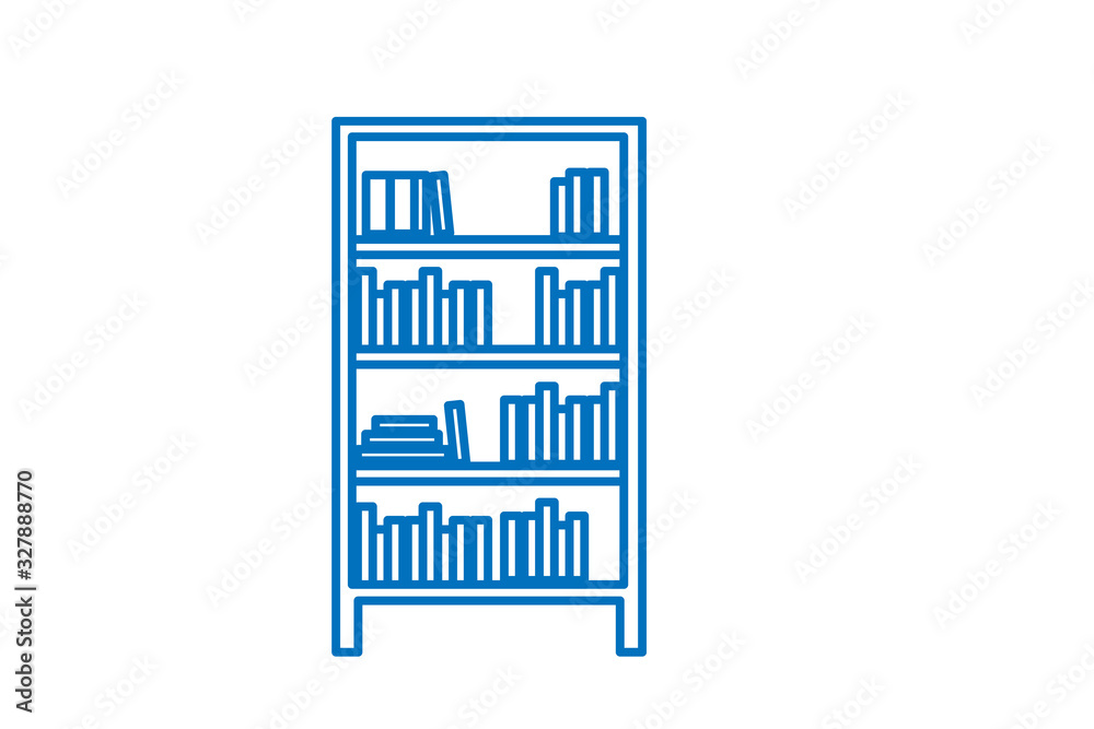 Bookshelf icon vector blue version