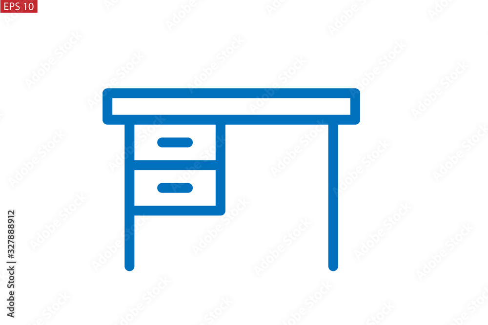 Modern table or working desk line icon vector, office desk icon 