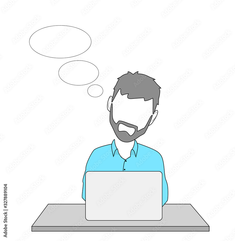 businessman at the computer thinks. vector illustration. businessman at the computer thinks. vector illustration.