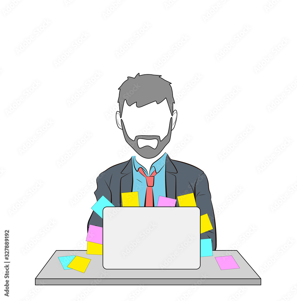 businessman is sitting at the computer. vector illustration. businessman is sitting at the computer. vector illustration.