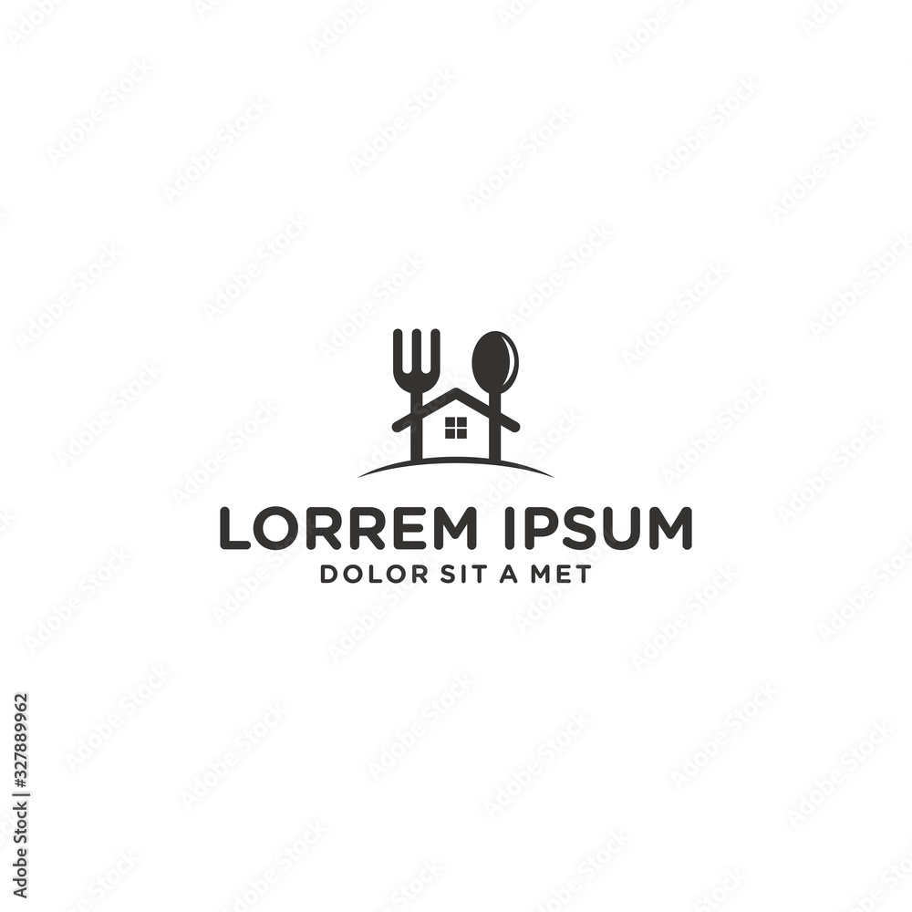 vector logo fork and spoon shaped house vector logo fork and spoon shaped house