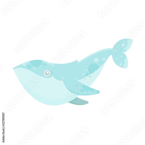 Vector sea animal whale. Cartoon illustration of marine life objects for your design. Isolated elements for kids book decoration  postcard  educational game  sticker.
