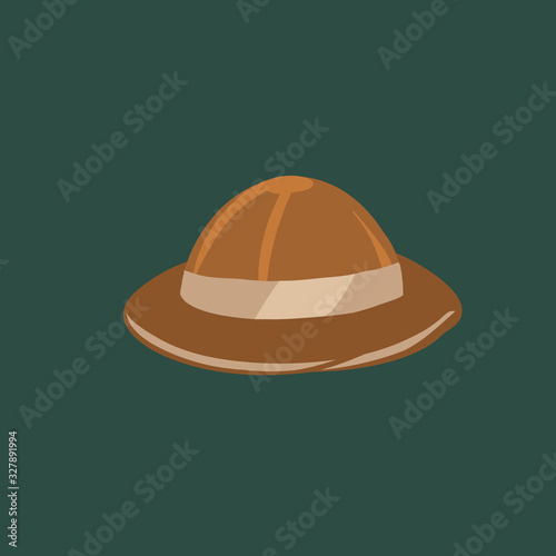 Hand drawn vector stock abstract graphic illustration with African safari hat cartoon design isolated on background.