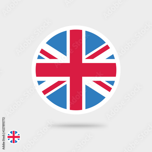 Flag vector icon of United Kingdom or Great Britain symbol round circle pictogram flat design isolated, Royal Union Jack colorful sign image