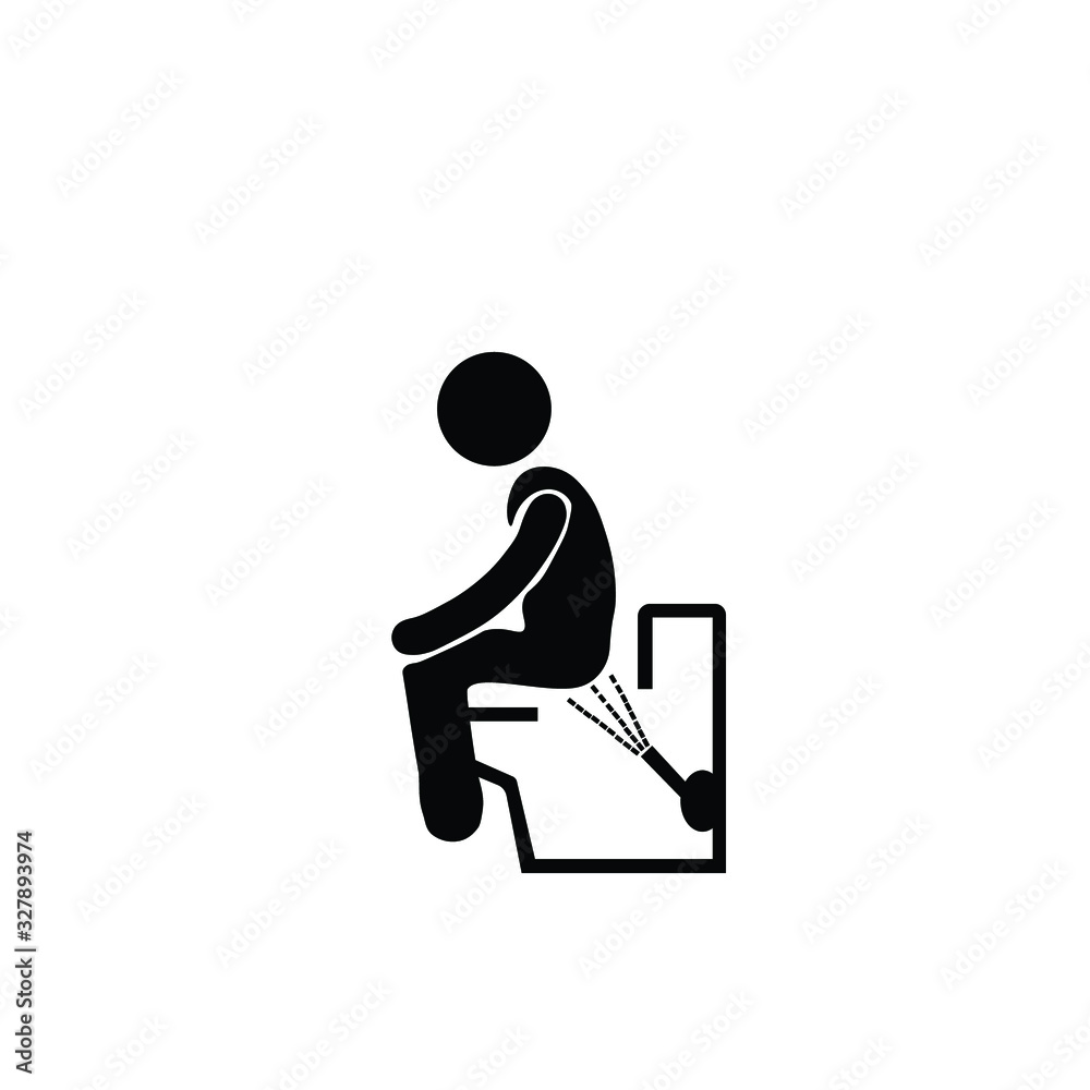 Bathroom vector black icon: man is sitting in the toilet Bathroom vector black icon: man is sitting in the toilet