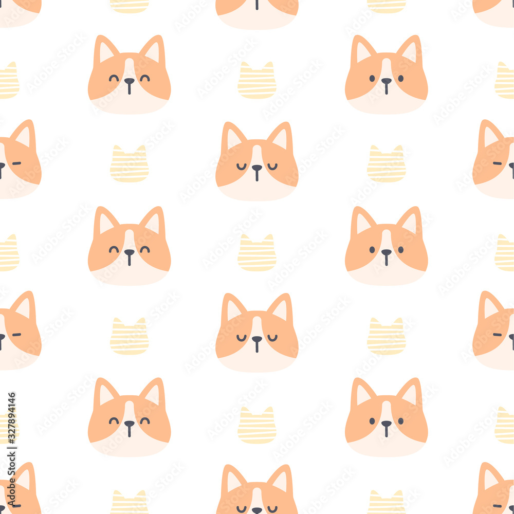 Corgi dog seamless pattern background