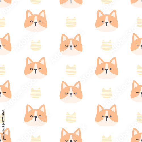 Corgi dog seamless pattern background